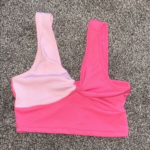 SHEIN Two-Tone Ribbed Twist Front Crop Tank